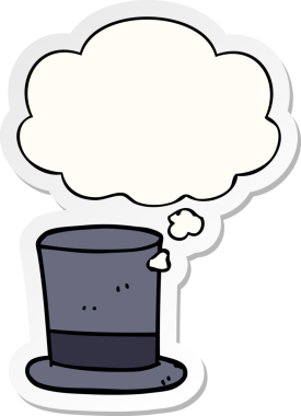 Düşünce baloncuklu çizgi film şapkası insan tarafından çizilmiş bir çıkartma.