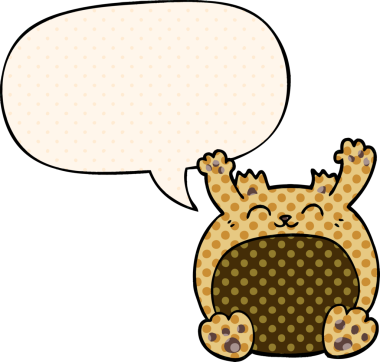 Bir insan tarafından çizilmiş çizgi roman tarzında konuşma balonu olan çizgi film ayısı.