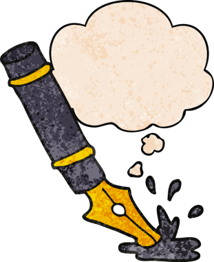 bir insan tarafından çizilmiş grunge desen biçiminde düşünce baloncuklu dolmakalem.