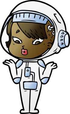 Bir insan tarafından çizilmiş astronot kadın.