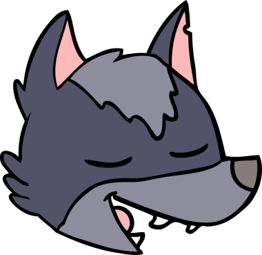 Bir insan tarafından çizilmiş bir kurt yüzü.