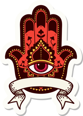 Bir insan tarafından çizilmiş hamza sancağıyla dövme stili çıkartması.