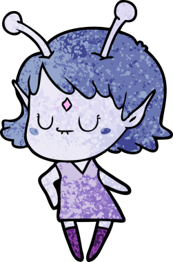 Bir insan tarafından çizilmiş uzaylı kız.