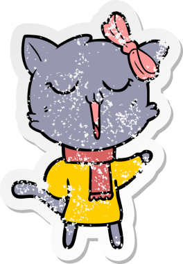 Bir insan tarafından çizilmiş karikatür bir kedinin sıkıntılı çıkartması.