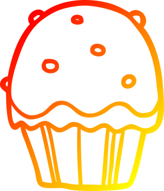 Bir insanın çizdiği çizgi film kekinin sıcak gradyan çizgisi.