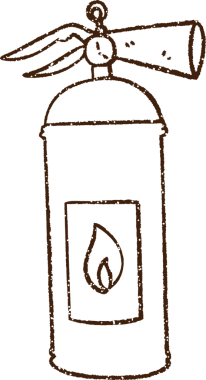 Yangın söndürücü. Bir insan tarafından çizilmiş.