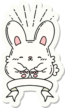 Bir insan tarafından çizilmiş mutlu tavşan dövmesi çıkartması.