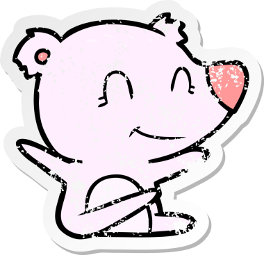 Bir insan tarafından çizilmiş gülümseyen ayı çizgi filminin sıkıntılı çıkartması.