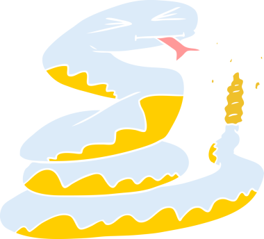 Bir insan tarafından çizilmiş düz renkli çıngıraklı yılan