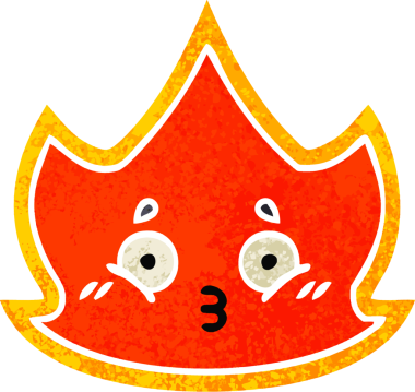 Bir insanın çizdiği ateşin retro illüstrasyon tarzı karikatürü