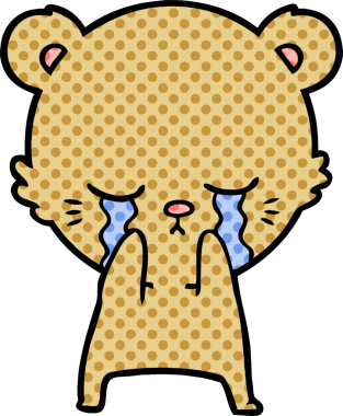 Bir insan tarafından çizilmiş ağlayan çizgi film ayısı.