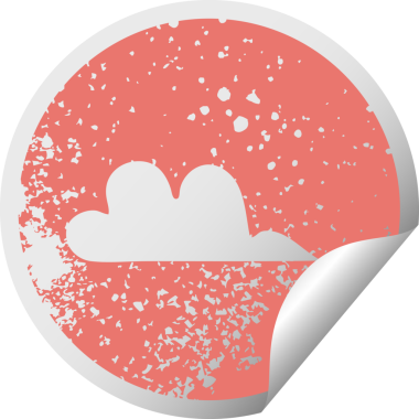 Bir insan tarafından çizilmiş bulutun çizilmiş dairesel soyma etiketi.