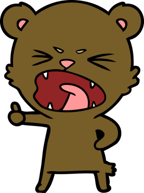 Bir insan tarafından çizilmiş kızgın çizgi film ayısı.