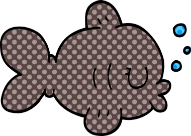 Bir insan tarafından çizilmiş komik karikatür balığı.