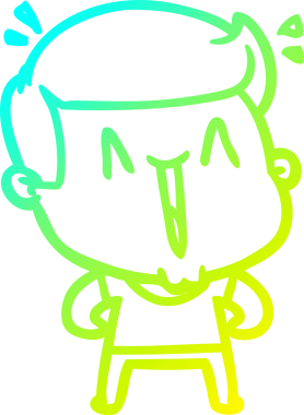 Bir insan tarafından çizilmiş, heyecanlı bir çizgi film çizimi.