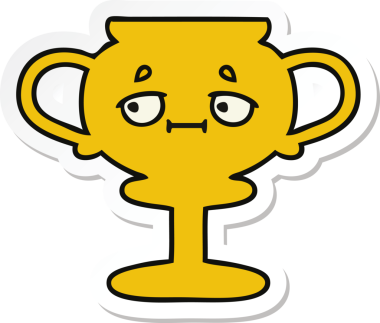 Bir insan tarafından çizilmiş şirin bir karikatür kupasının çıkartması.