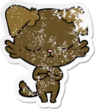 Bir insan tarafından çizilmiş şirin bir köpeğin sıkıntılı çıkartması.