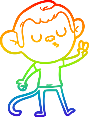 gökkuşağı gradyan çizgi çizimi bir insan tarafından çizilmiş bir maymun