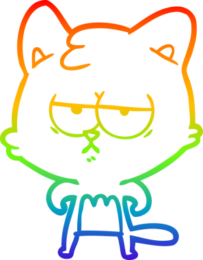 gökkuşağı gradyan çizimi bir insan tarafından çizilmiş sıkılmış çizgi film kedisi