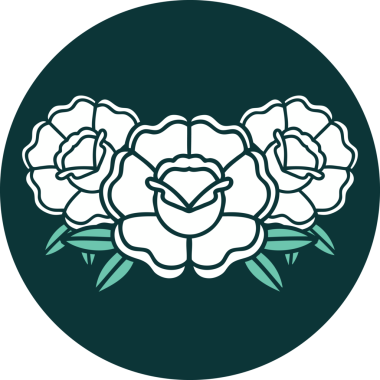 Bir insan tarafından çizilmiş bir buket çiçeğin ikonik dövme şekli