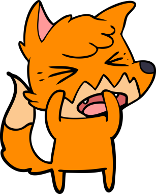 Bir insan tarafından çizilmiş kızgın çizgi film tilkisi.