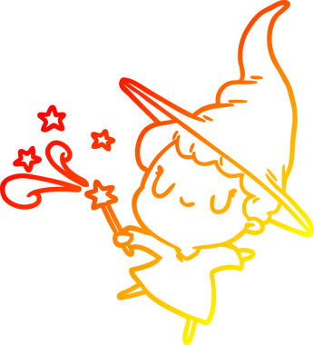 Bir insan tarafından çizilmiş sevimli bir cadının sıcak çizgi çizimi