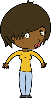 Bir insan tarafından çizilmiş omuz silken bir karikatür kadın.