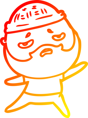 İnsan tarafından çizilmiş sakallı, endişeli bir çizgi film karakteri.