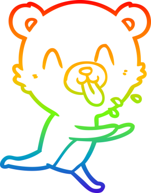 Gökkuşağının gradyan çizimi kaba bir karikatür kutup ayısının bir insan tarafından çizilmiş dili.