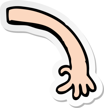 Bir insan tarafından çizilmiş bir karikatür kolunun çıkartması.