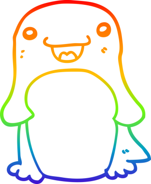 gökkuşağı gradyan çizimi bir insan tarafından çizilmiş bir penguen çizgi