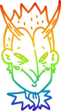 Bir insan tarafından çizilmiş karikatür şeytan yüzü çizimi.