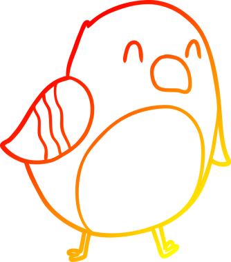 Bir insan tarafından çizilmiş çizgi film kuşunun sıcak gradyan çizimi