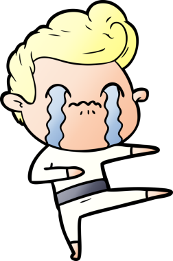 Bir insan tarafından çizilmiş ağlayan çizgi film adamı.