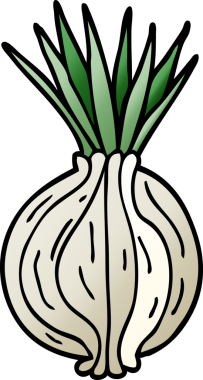 Bir insan tarafından çizilmiş soğan filizlenen karikatür karalaması