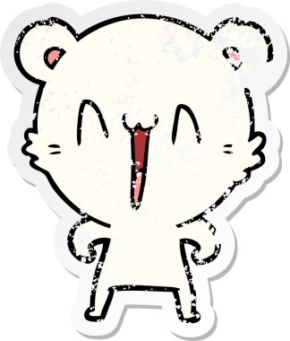 Bir insan tarafından çizilmiş mutlu bir kutup ayısı karikatürü.