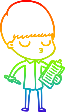 Gökkuşağı gradyan çizgi çizimi bir insan tarafından çizilmiş sakin bir çocuk