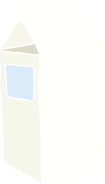 Bir insan tarafından çizilmiş düz renkli süt kutusu.