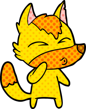 Bir insan tarafından çizilmiş tilki çizgi film karakteri