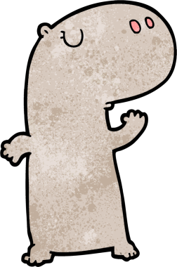 Bir insan tarafından çizilmiş su aygırı çizgi filmi.