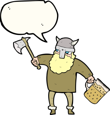 Bir insan tarafından çizilmiş serbest konuşma balonu çizgi filmi sarhoş Viking.