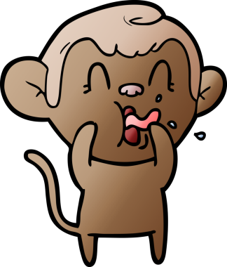 Bir insan tarafından çizilmiş çılgın çizgi film maymunu