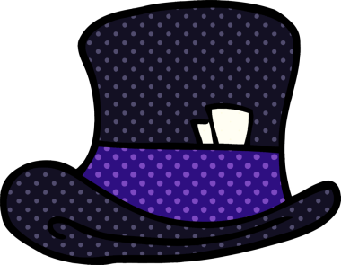 Bir insan tarafından çizilmiş karikatür silindir şapka.