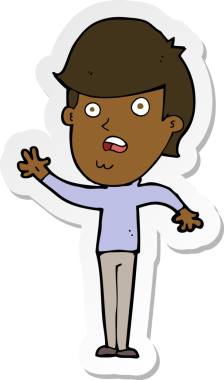 Bir insan tarafından çizilmiş mutsuz bir çocuğun çıkartması.