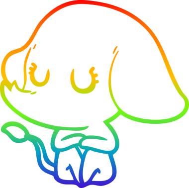 Gökkuşağı gradyan çizgisi bir insan tarafından çizilmiş şirin bir fil çizimi