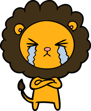 Bir insan tarafından çizilmiş ağlayan bir aslan.