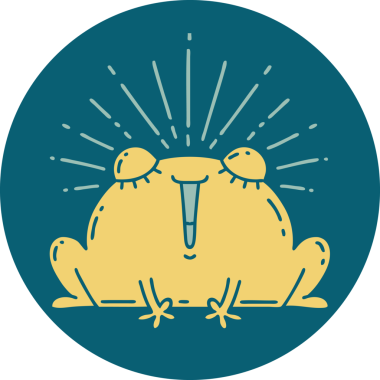 Bir insan tarafından çizilen mutlu kurbağa dövmesi ikonu