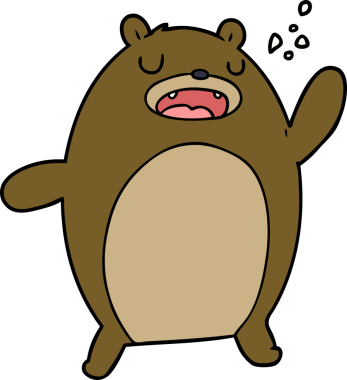 Bir insan tarafından çizilmiş komik çizgi film ayısı.