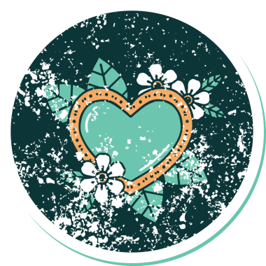 Bir insan tarafından çizilmiş botanik bir kalbin sembolik depresif dövmesi.