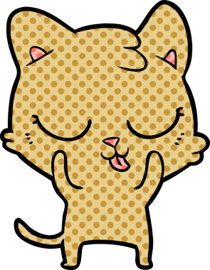 Bir insan tarafından çizilmiş çizgi film kedisi.